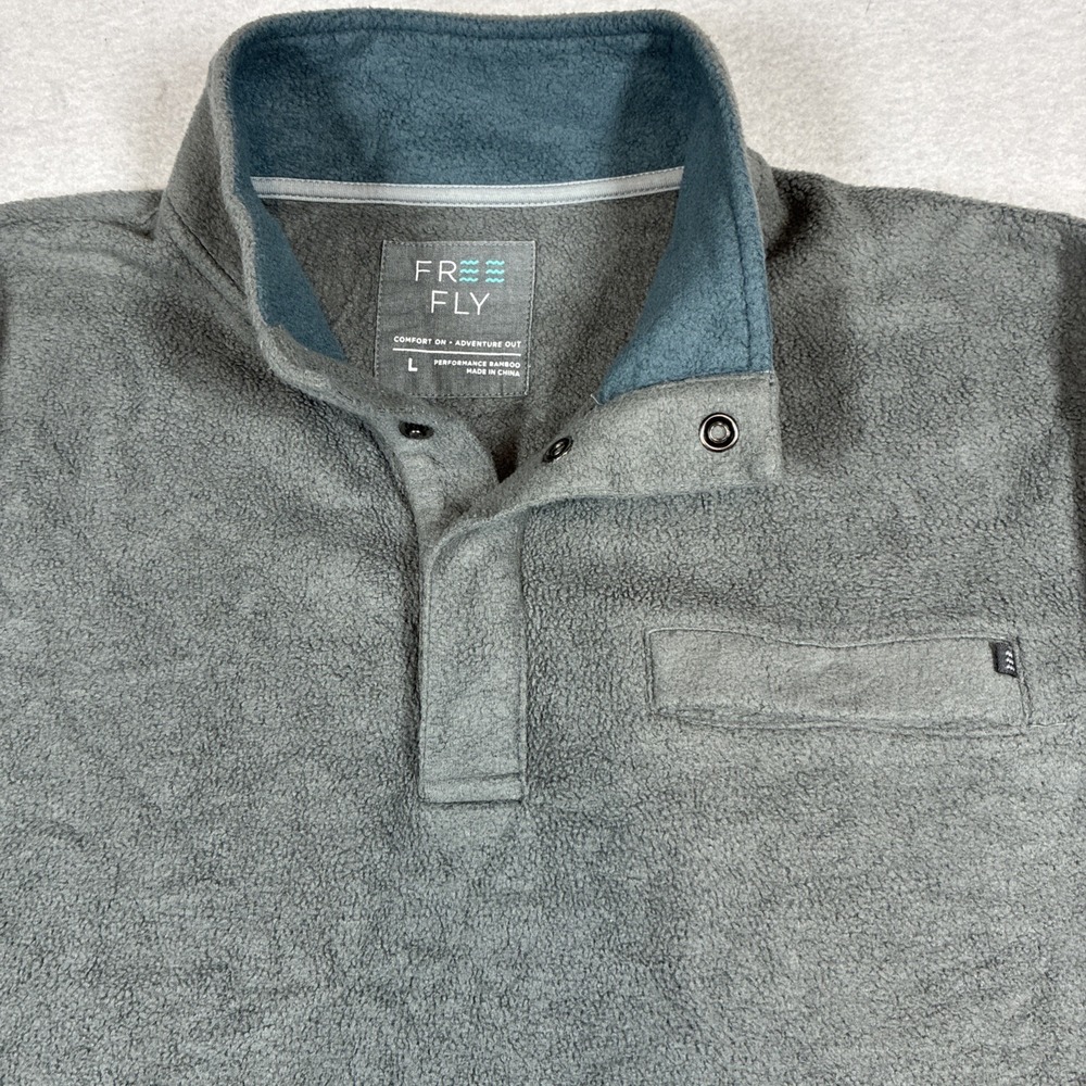 Free Fly Sweater Mens Gray 1/4 Snap Fleece Bamboo Large Casual Preppy Outdoors